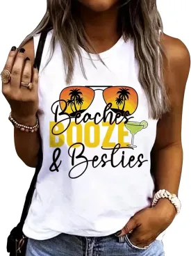 On Cruise Time Coconut Tree Tank Tops for Women Summer Vacation Sleeveless Shirts Casual Beach Praty Graphic Tees Vest