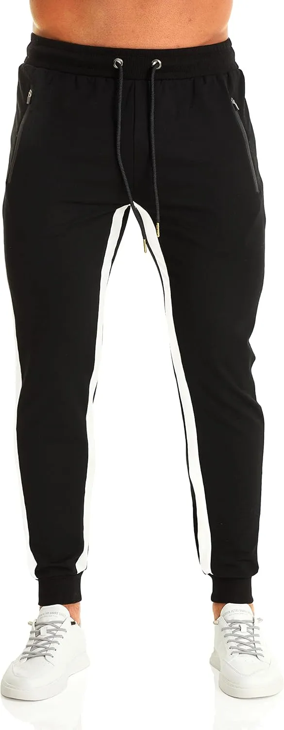 OuBER Men's Gym Jogger Pants Slim Fit Workout Running Sweatpants with Zipper Pockets