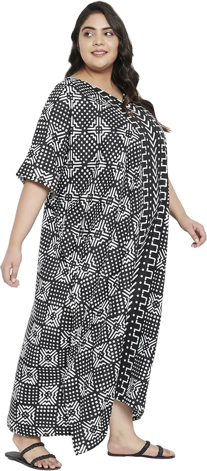 Oussum Long Caftan for Women Plus Size Beach Cover Up Casual Kaftan Maxi Gown Dress Loungewear House Dresses for Summer