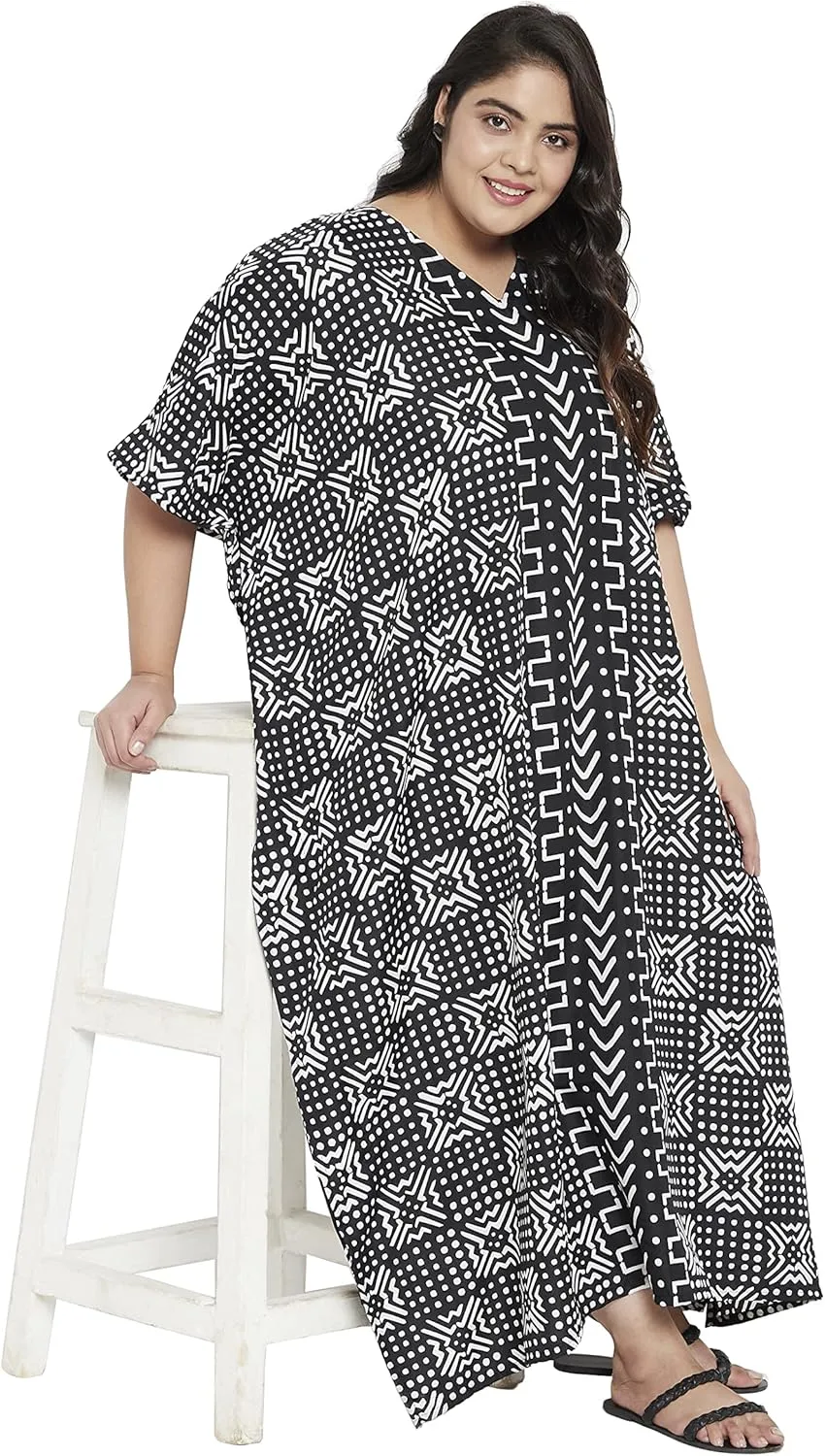 Oussum Long Caftan for Women Plus Size Beach Cover Up Casual Kaftan Maxi Gown Dress Loungewear House Dresses for Summer