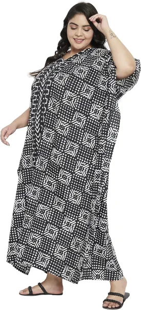 Oussum Long Caftan for Women Plus Size Beach Cover Up Casual Kaftan Maxi Gown Dress Loungewear House Dresses for Summer