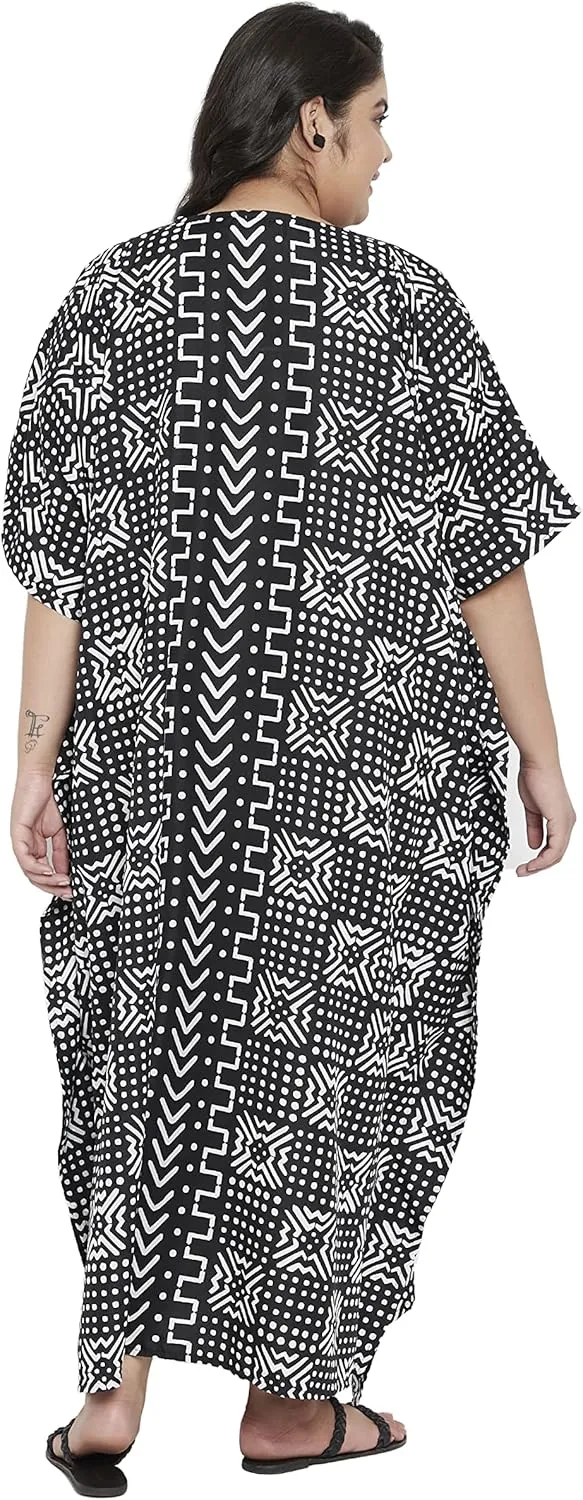 Oussum Long Caftan for Women Plus Size Beach Cover Up Casual Kaftan Maxi Gown Dress Loungewear House Dresses for Summer