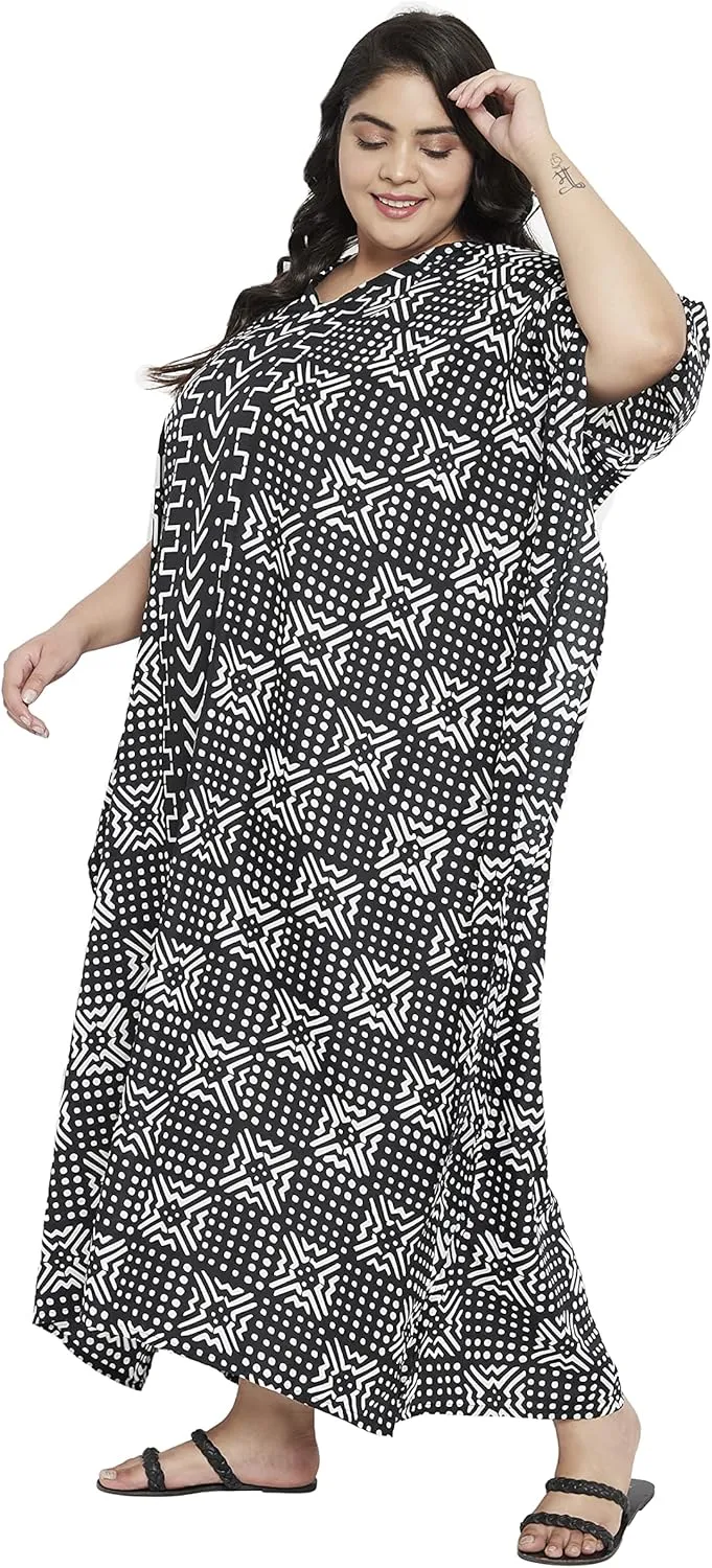 Oussum Long Caftan for Women Plus Size Beach Cover Up Casual Kaftan Maxi Gown Dress Loungewear House Dresses for Summer