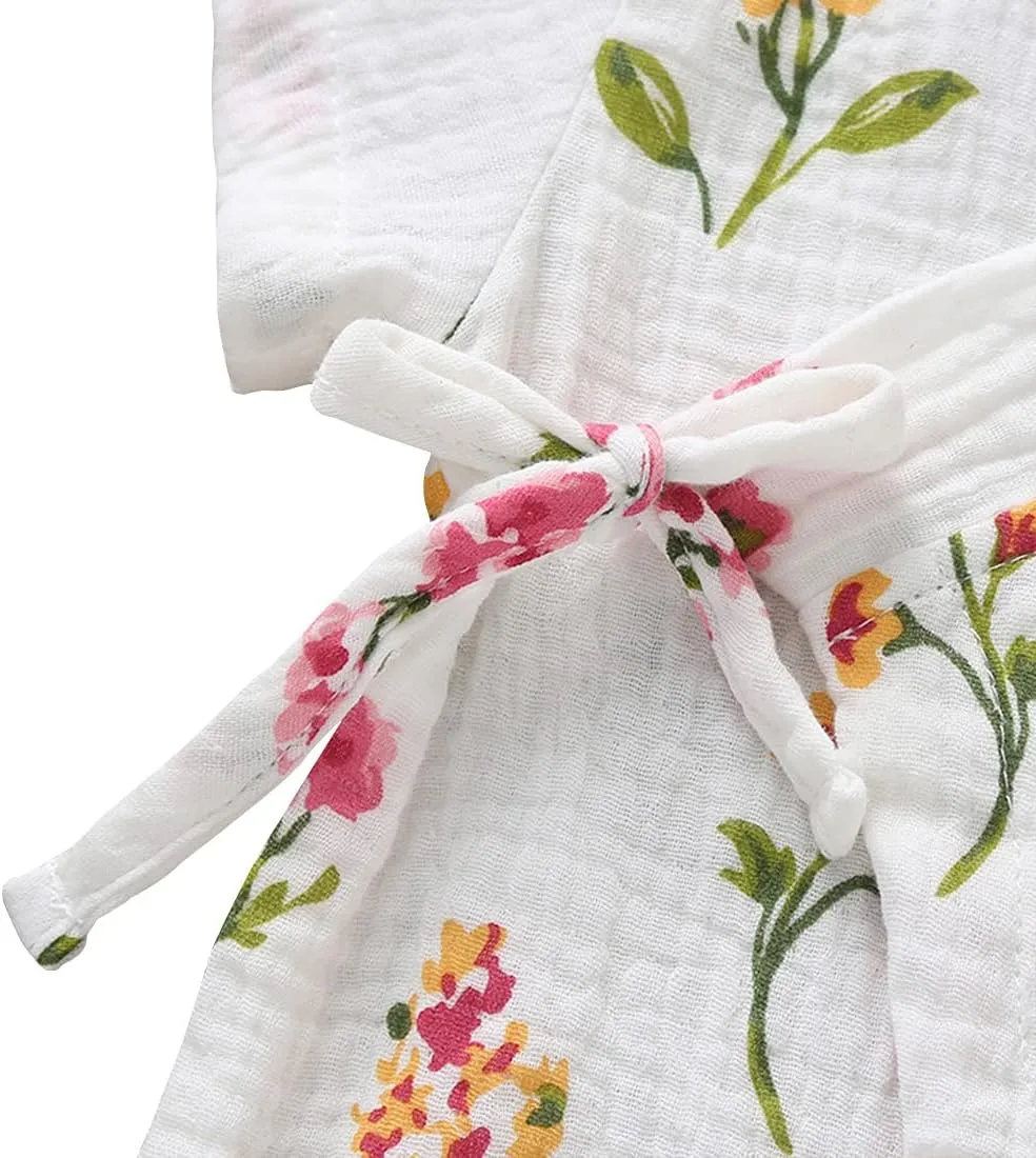 PAUBOLI Kimono Robe Newborn Cotton Yarn Robe Baby Romper Infant Japanese Pajamas