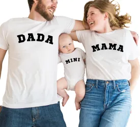 Personalized Handmade Family Matching Shirt  Dada Mama Mini T-Shirt  Custom Family Outfit  Mommy Daddy Tee  Baby Bodysuit