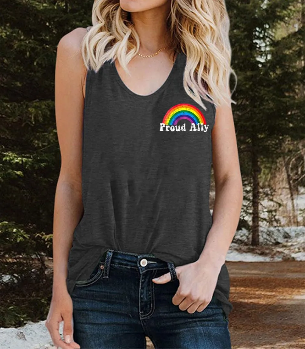 Pride LGBTQ Tank Top Women Love Heart Rainbow Flag Tshirt Lesbian Pride Top Sleeveless Graphic Vest Tee