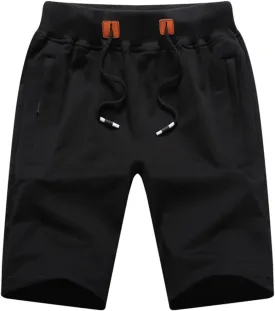 QPNGRP Mens Shorts Casual Drawstring Zipper Pockets Elastic Waist