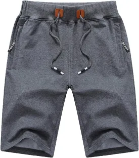 QPNGRP Mens Shorts Casual Drawstring Zipper Pockets Elastic Waist