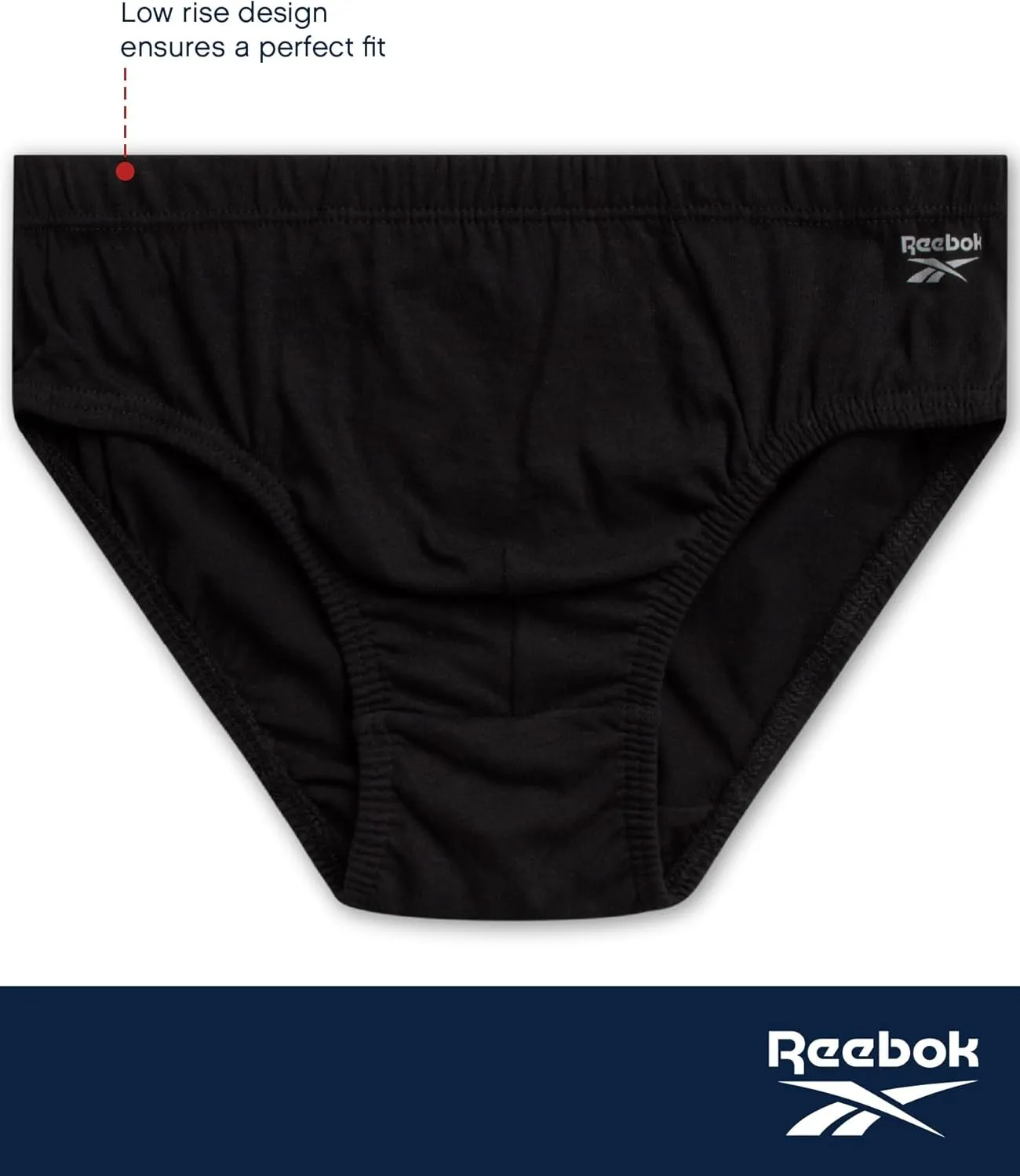 Reebok Low Rise Mens Underwear Briefs - 5 Pack Performance Briefs Cotton Underwear For Men with Contour Pouch (Sizes: S-XL)