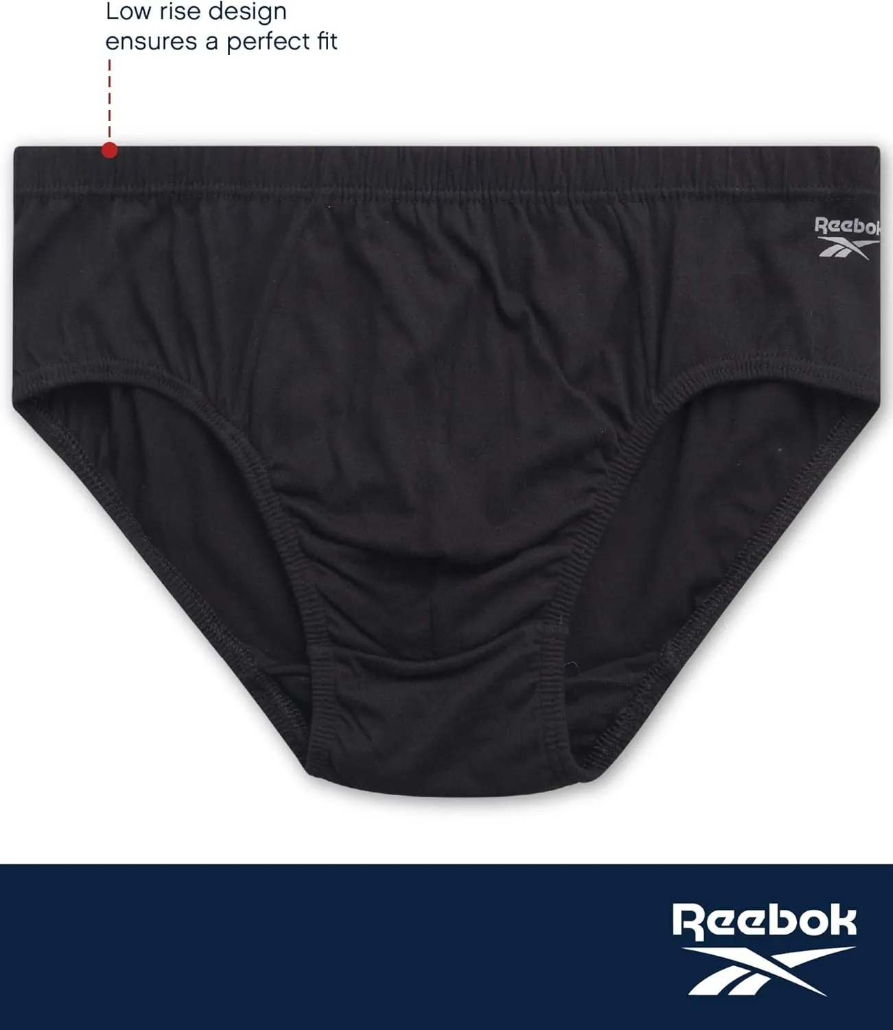 Reebok Low Rise Mens Underwear Briefs - 5 Pack Performance Briefs Cotton Underwear For Men with Contour Pouch (Sizes: S-XL)