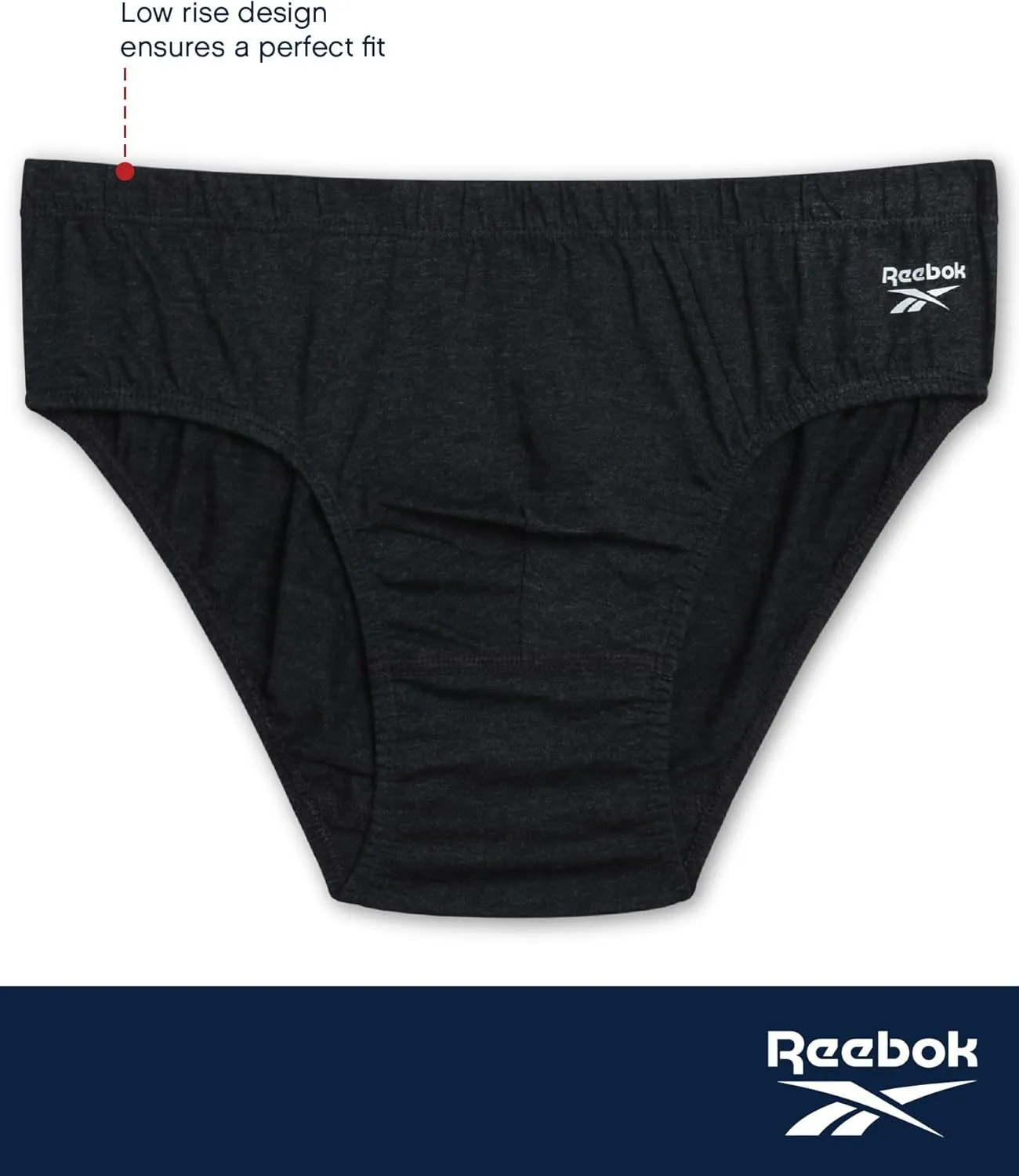 Reebok Low Rise Mens Underwear Briefs - 5 Pack Performance Briefs Cotton Underwear For Men with Contour Pouch (Sizes: S-XL)