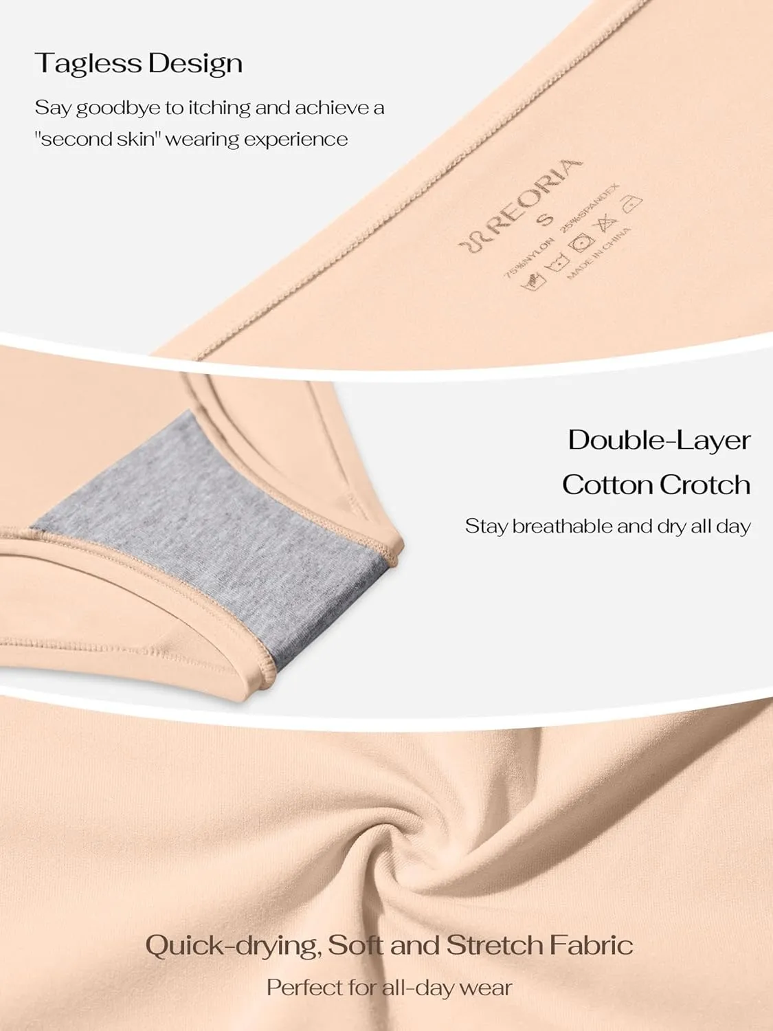 REORIA High Waisted Underwear for Women Full Coverage Boy Shorts Boxer Briefs 4 Pack
