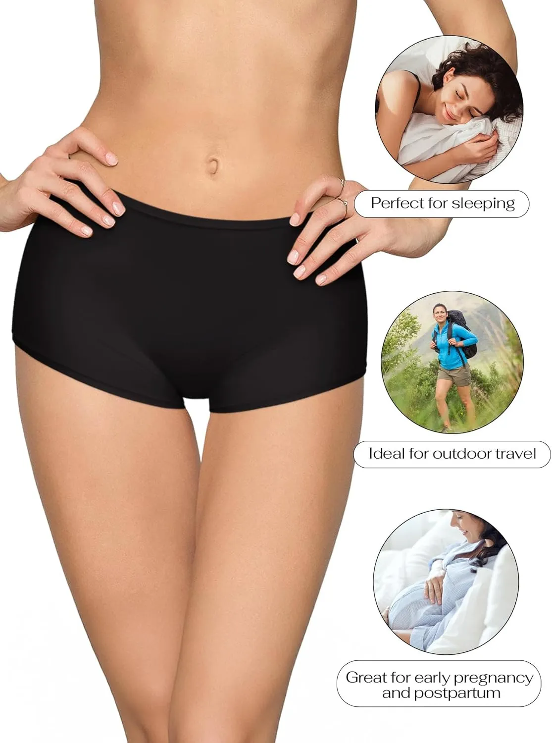 REORIA High Waisted Underwear for Women Full Coverage Boy Shorts Boxer Briefs 4 Pack