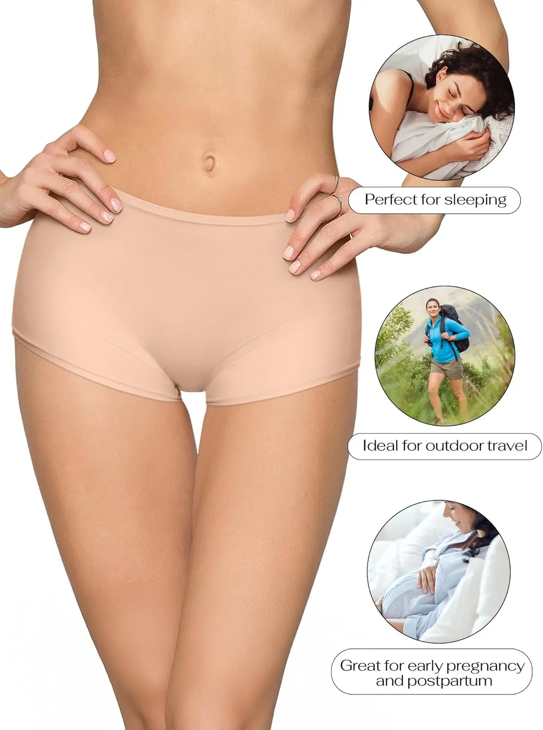 REORIA High Waisted Underwear for Women Full Coverage Boy Shorts Boxer Briefs 4 Pack