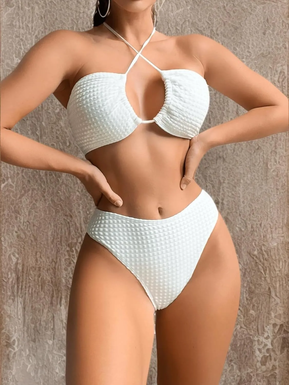 SHENHE Women's Summer 3 Piece High Waisted Bikini Set Swimsuit Bathing with Cover Up