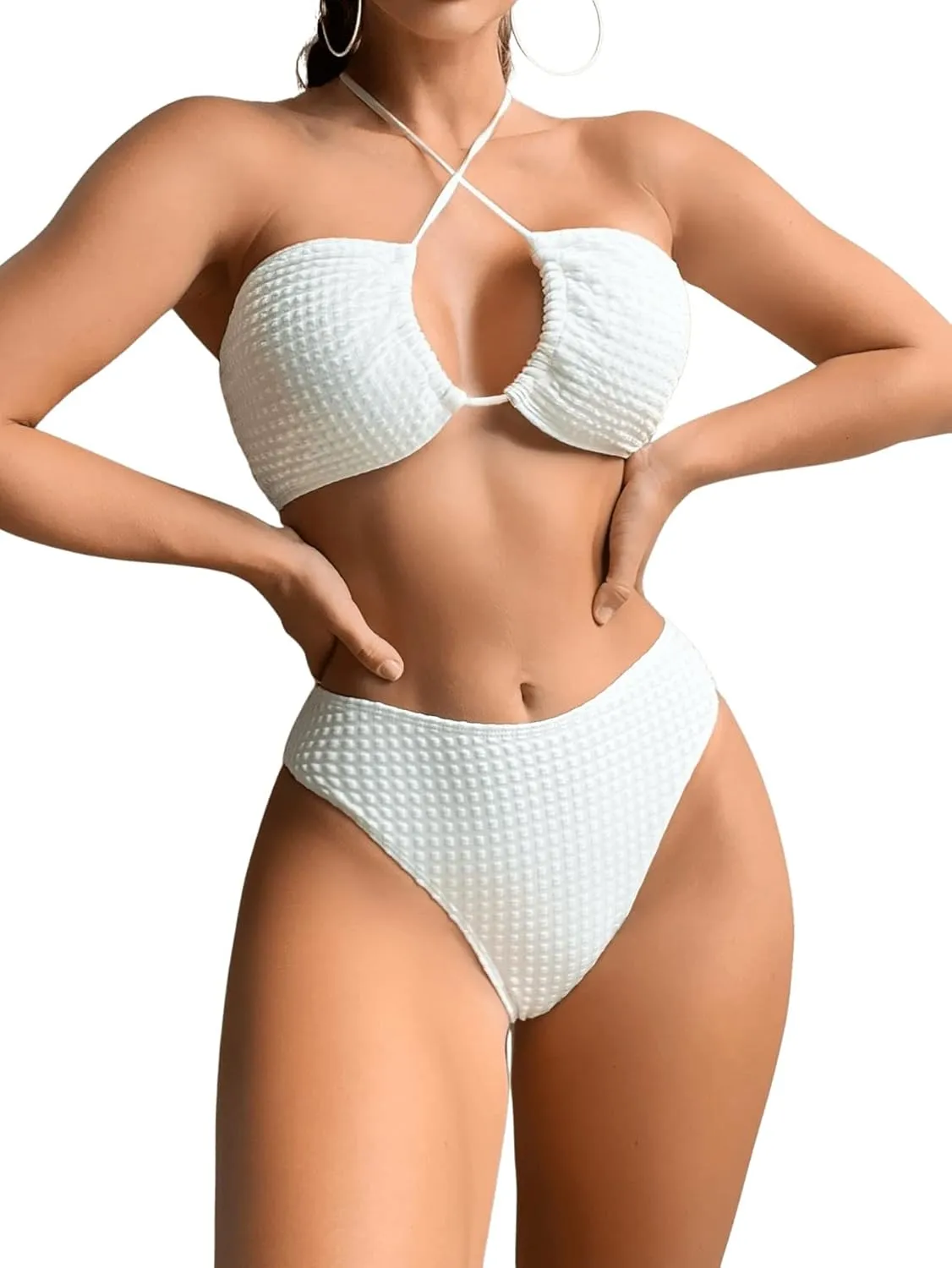 SHENHE Women's Summer 3 Piece High Waisted Bikini Set Swimsuit Bathing with Cover Up