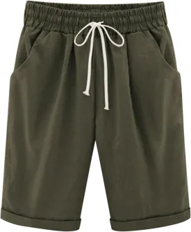 Shorts for Women Summer Beach Lounge Shorts Casual Drawstring Elastic Waist Loose Fit Bermuda Shorts with Pockets