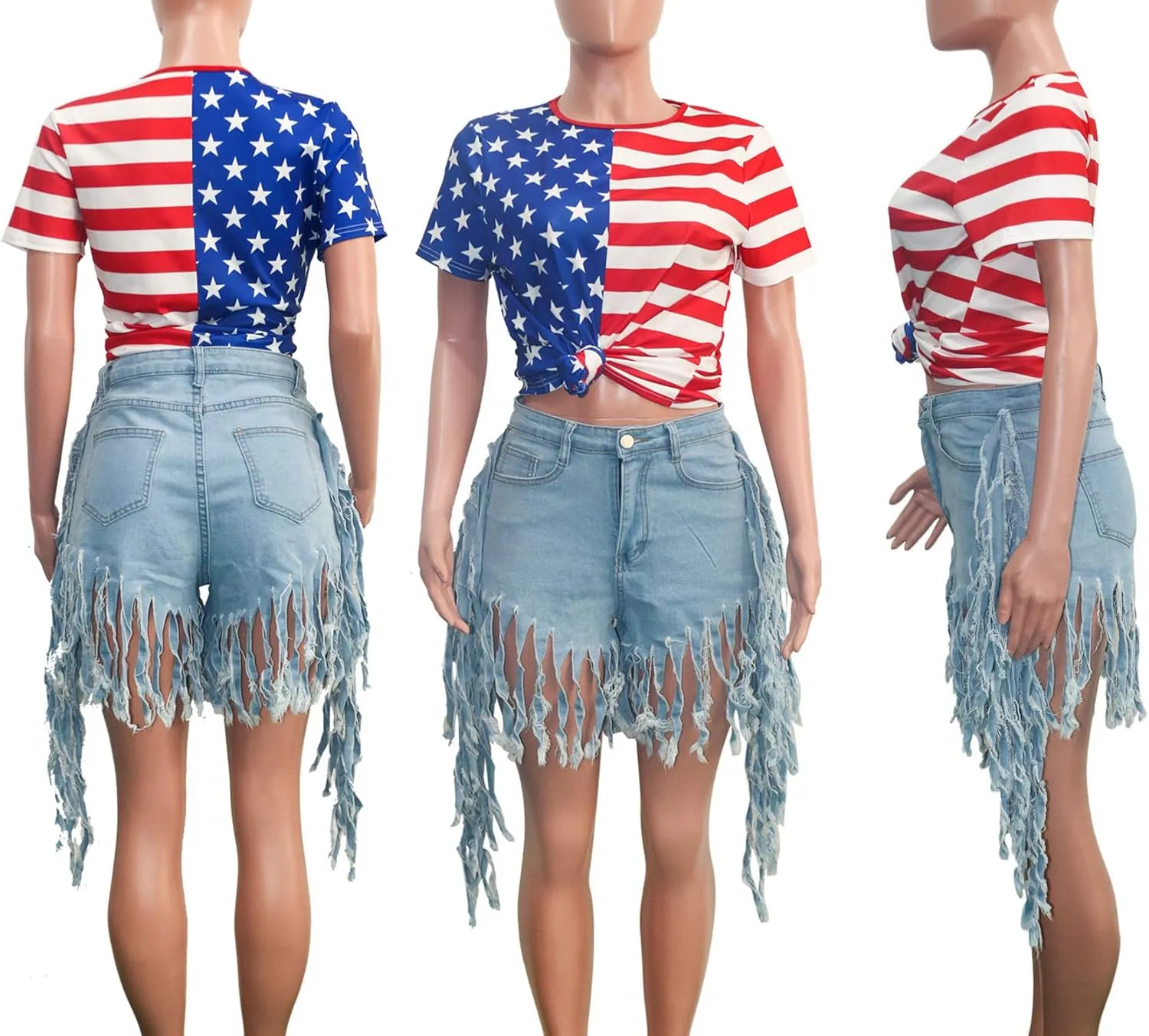 SIAEAMRG Jean Shorts for Women Juniors, Summer High Waisted Stretchy Frayed Raw Hem Tassels Denim Shorts