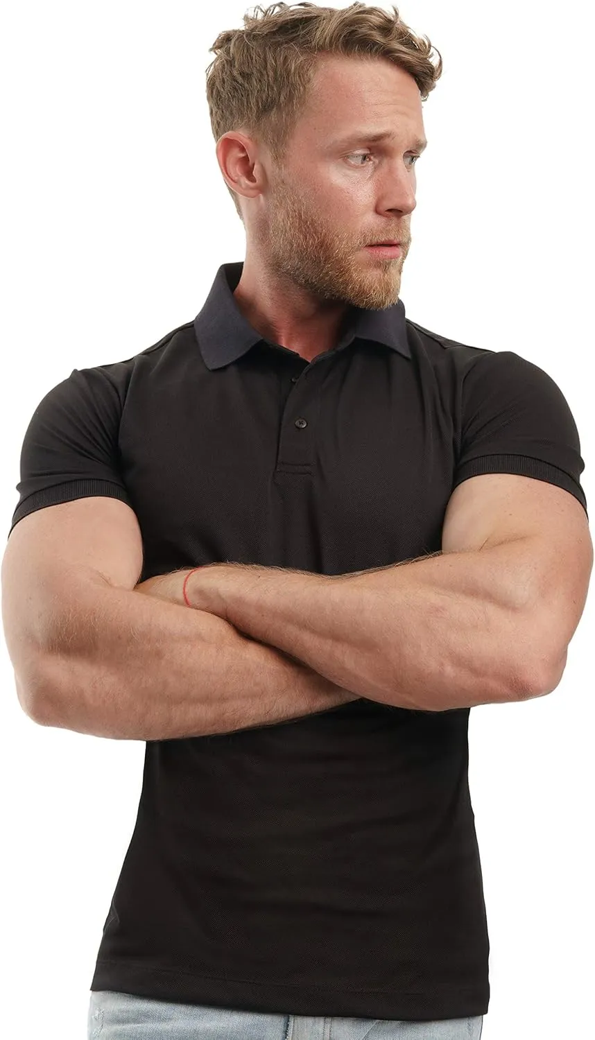 Slim Fit Polo Shirts for Men - Organic Cotton Casual Mens Athletic Shirts with Socks