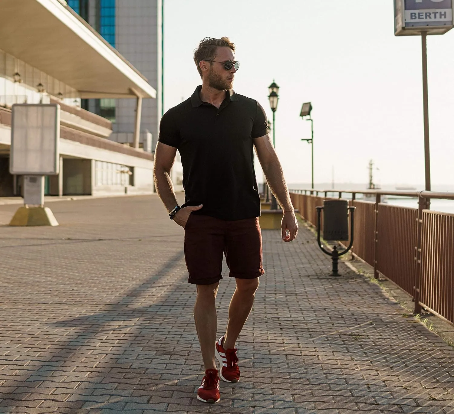 Slim Fit Polo Shirts for Men - Organic Cotton Casual Mens Athletic Shirts with Socks