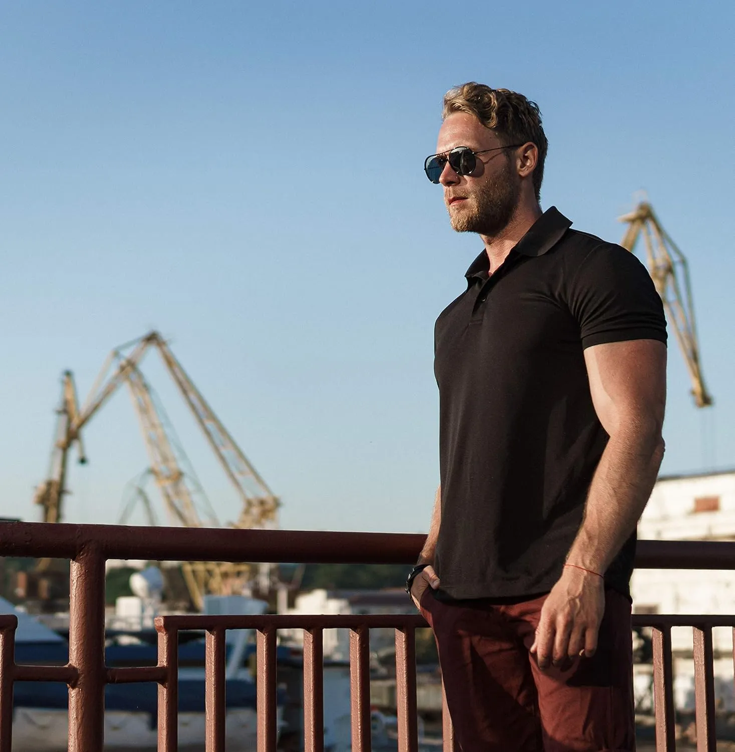 Slim Fit Polo Shirts for Men - Organic Cotton Casual Mens Athletic Shirts with Socks