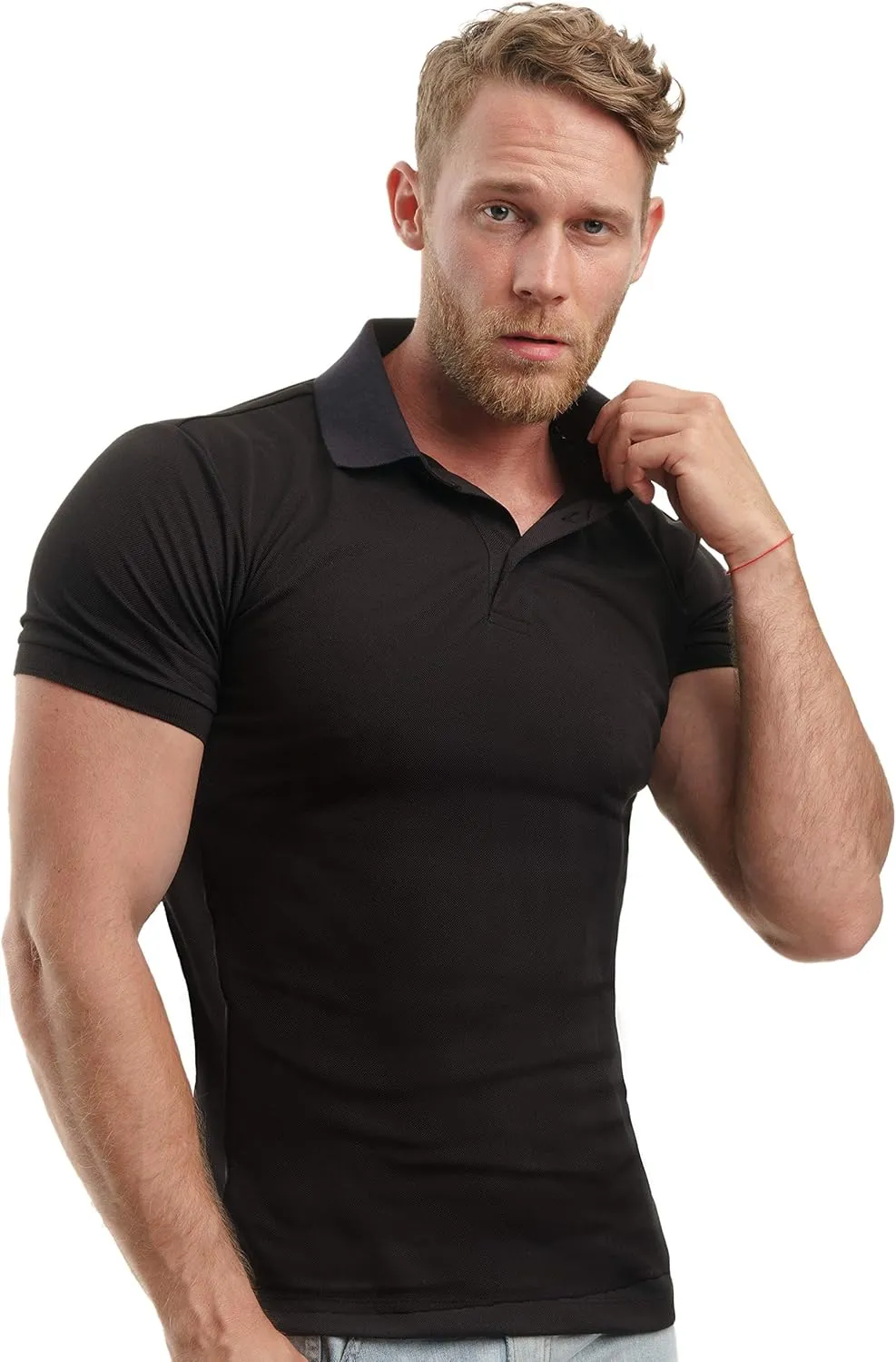 Slim Fit Polo Shirts for Men - Organic Cotton Casual Mens Athletic Shirts with Socks