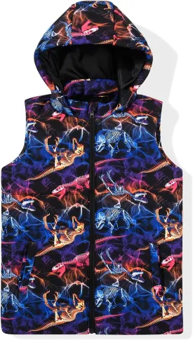 SNOW DREAMS Boys Puffer Vest Hooded Quilted Outwear Sleeveless Jacket Lined Zipper Waistcoat