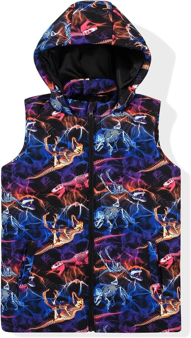 SNOW DREAMS Boys Puffer Vest Hooded Quilted Outwear Sleeveless Jacket Lined Zipper Waistcoat