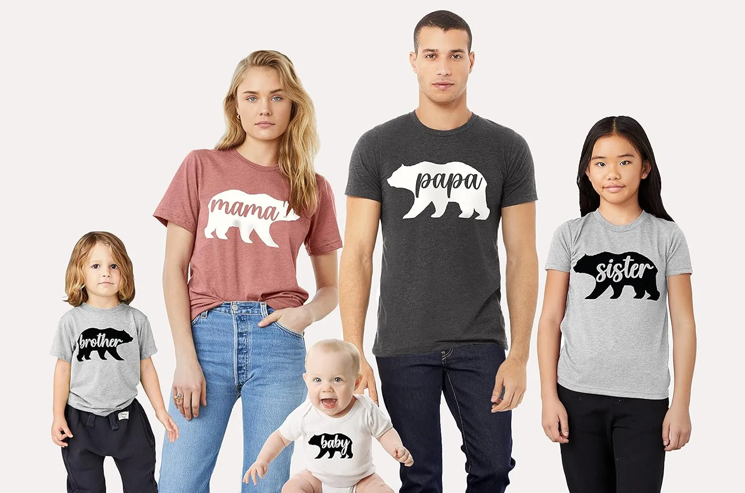 Teeny Fox Mama Bear Papa Sister Brother Baby Cute Matching Outfits Couple Shirts