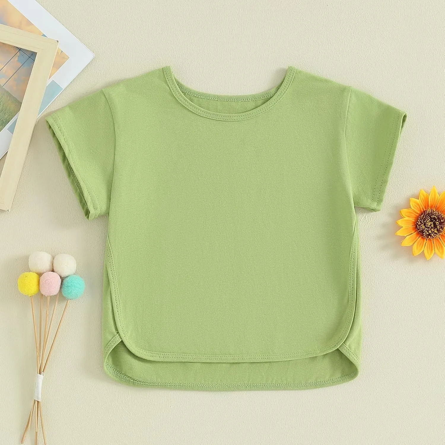 Toddler Baby Girls Boys Cotton Basic Layering T Shirts Tops Shorts Sleeve Tee Shirt Baby Summer Clothes