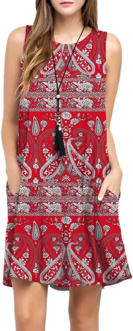 TOPONSKY Women's Casual T-Shirt Long Sleeve Swing Dress