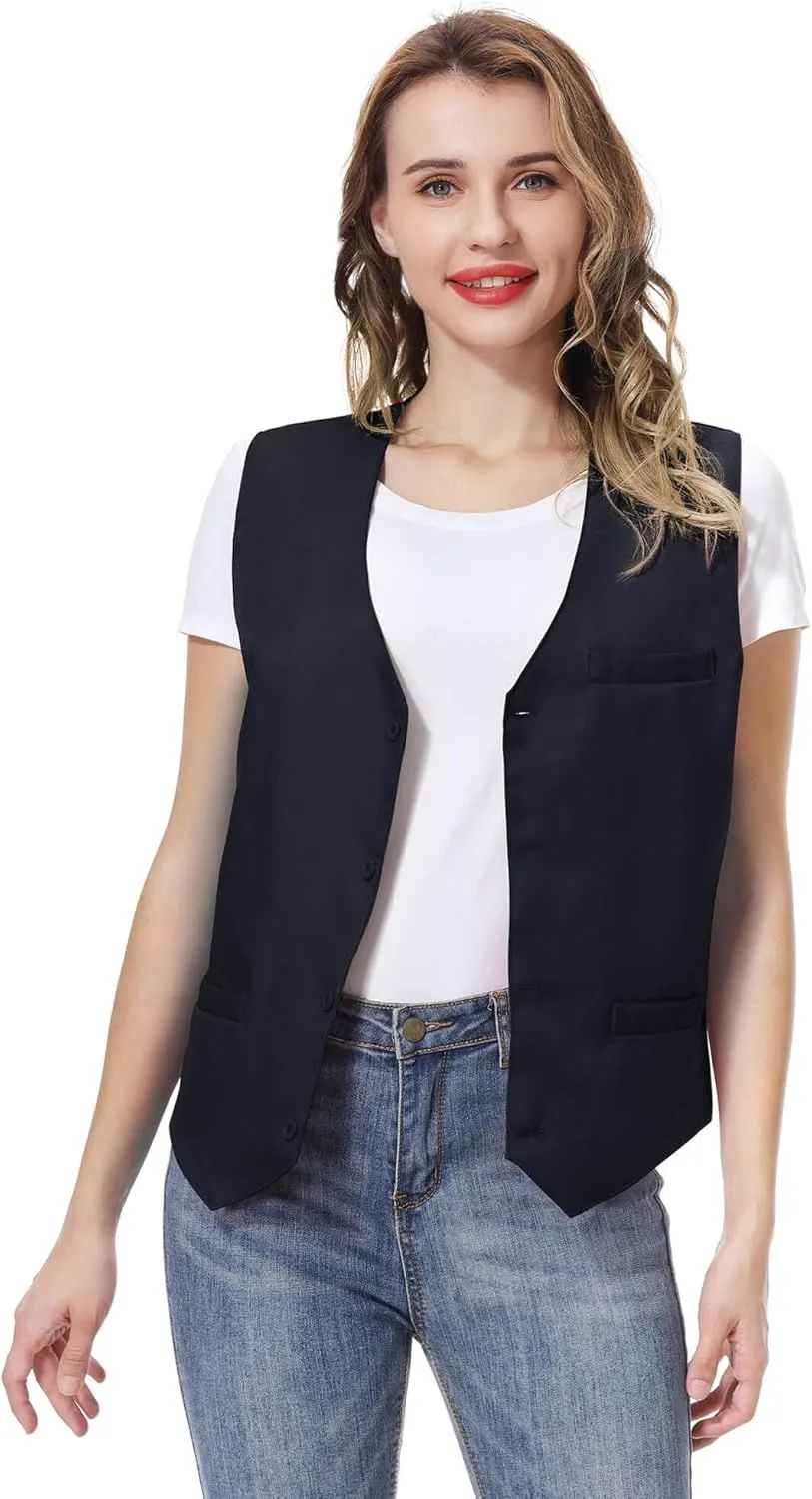 TopTie Unisex Button Vest Work Wear Uniform Vest