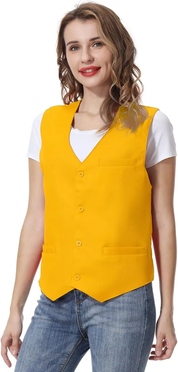 TopTie Waiter Uniform Unisex Button Vest for Supermarket Clerk & Volunteer