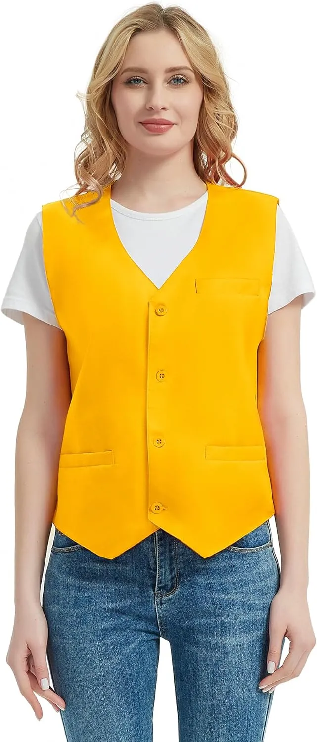 TopTie Waiter Uniform Unisex Button Vest for Supermarket Clerk & Volunteer