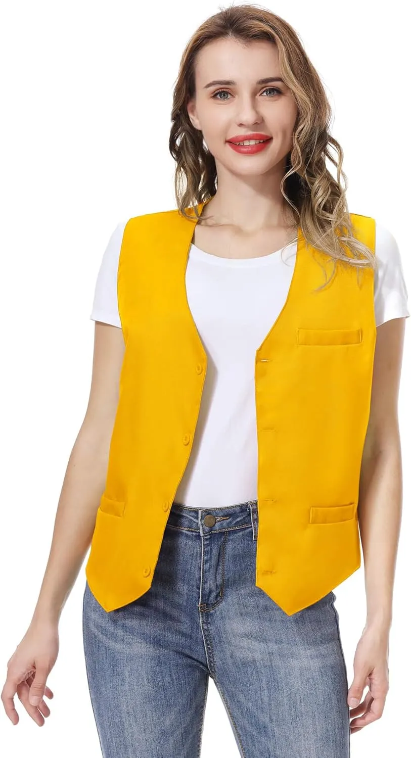 TopTie Waiter Uniform Unisex Button Vest for Supermarket Clerk & Volunteer