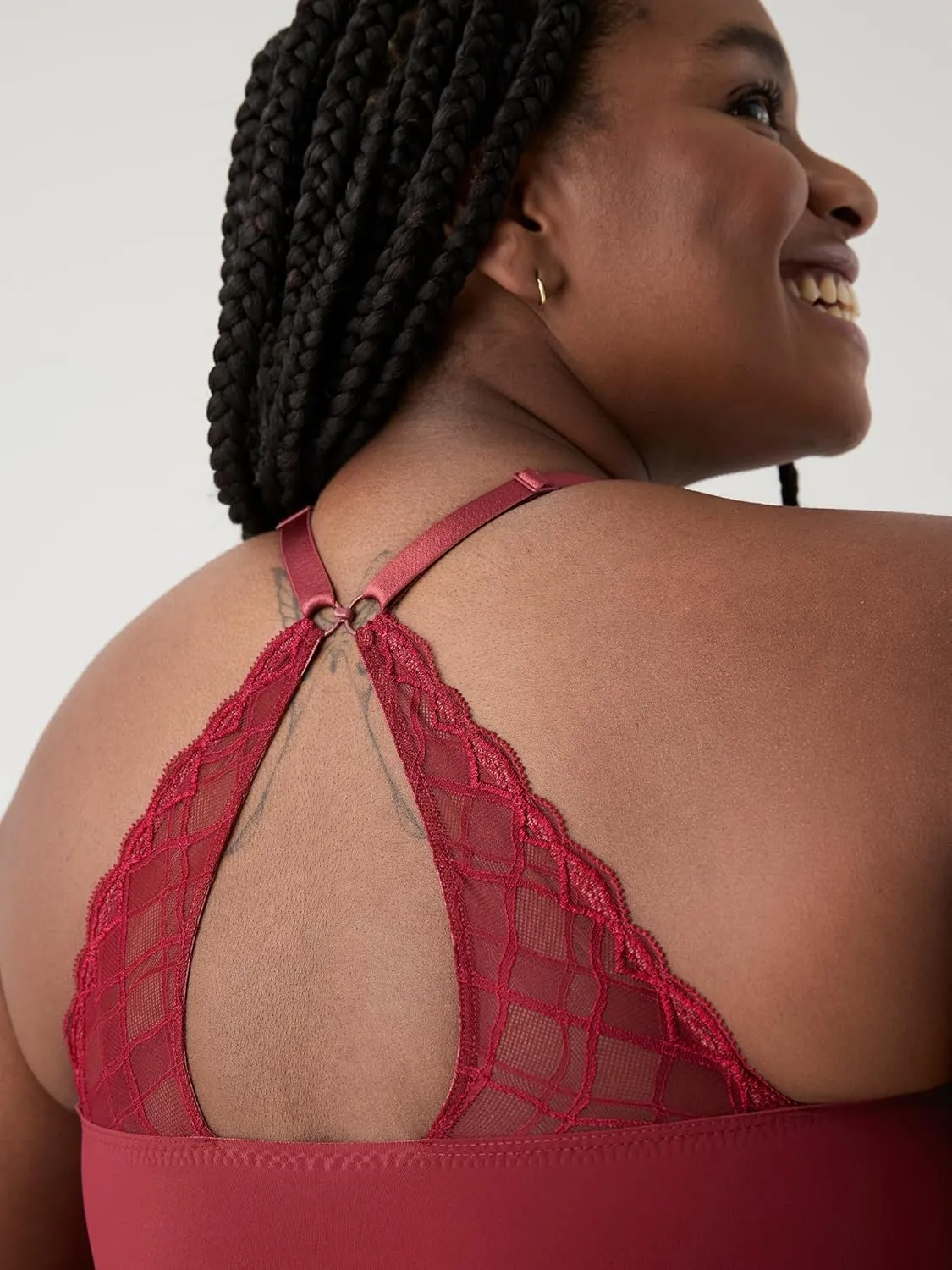 True & Co Women's True Body Triangle Lace Racerback Bra