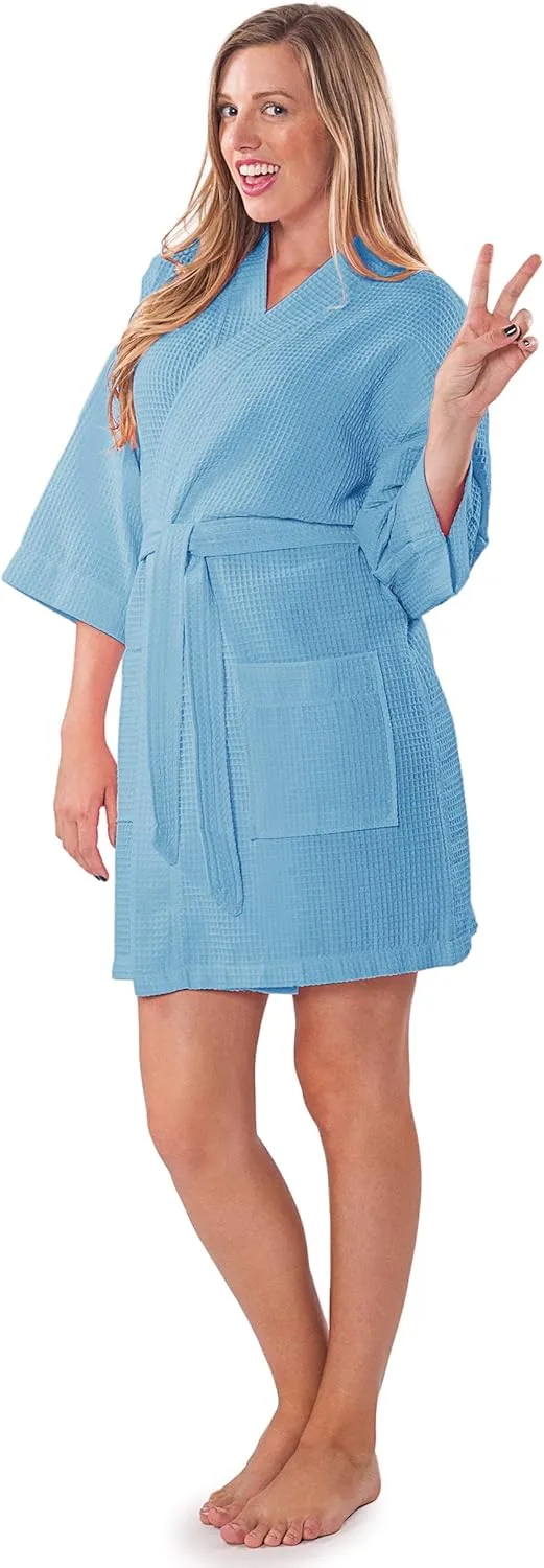 Turquaz Lightweight Short Robes For Women Waffle Kimono Bathrobe - Soft, Fast-Drying, Long-Lasting Cotton Blend