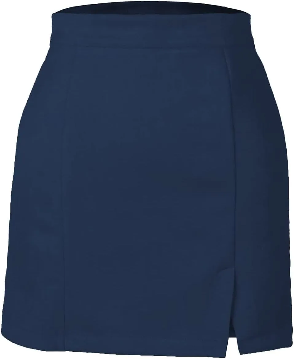 Umenlele Women's Basic Split Hem High Waist Suede Mini Pencil Bodycon Skirt