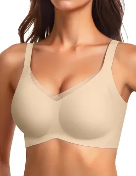 Vertvie Wireless Bras for Women No Underwire Supportive Mesh Crossover Bra Seamless Push Up Full Coverage Everyday Bralettes