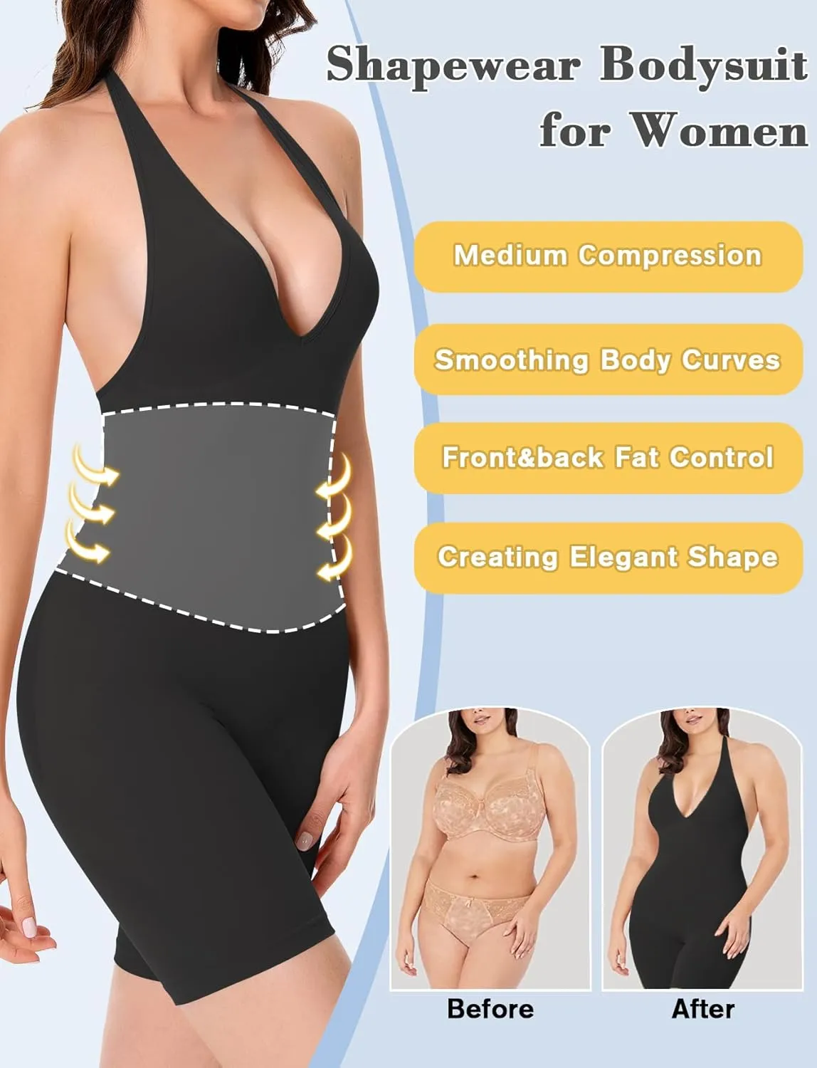 VVX Shorts Bodysuit for Women Tummy Control Shapewear Seamless Sexy Butt Lifting Workout Bodycon One Piece Short Jumpsuit