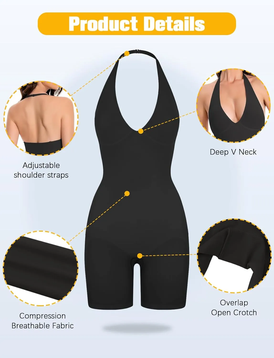 VVX Shorts Bodysuit for Women Tummy Control Shapewear Seamless Sexy Butt Lifting Workout Bodycon One Piece Short Jumpsuit