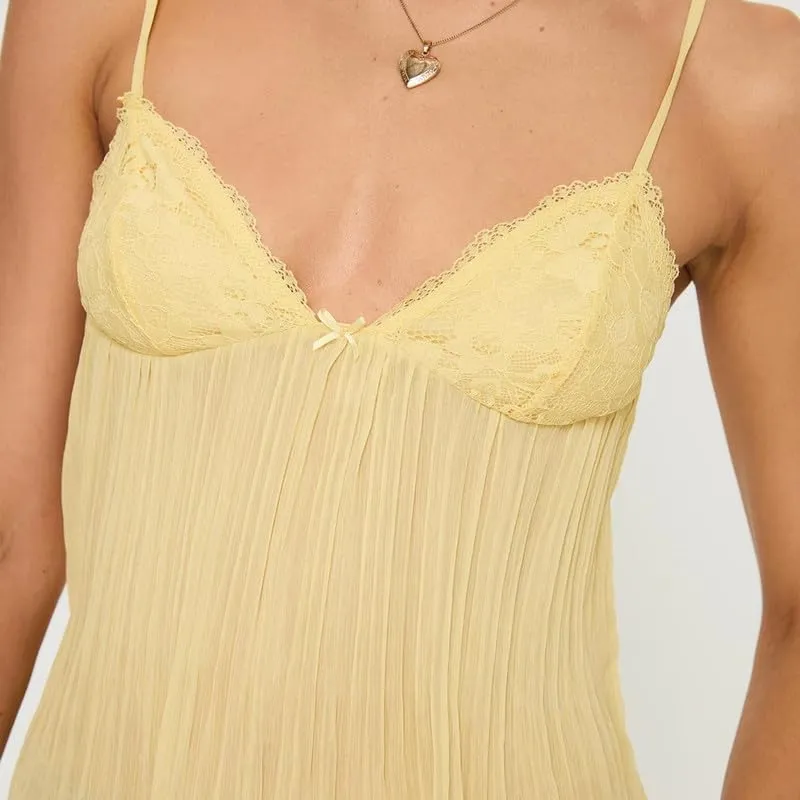 Women Y2k Babydoll Tank Tops Lace Trim V Neck Crop Cami Spaghetti Strap Peplum Top Summer Cute Aesthetic Flowy Shirts