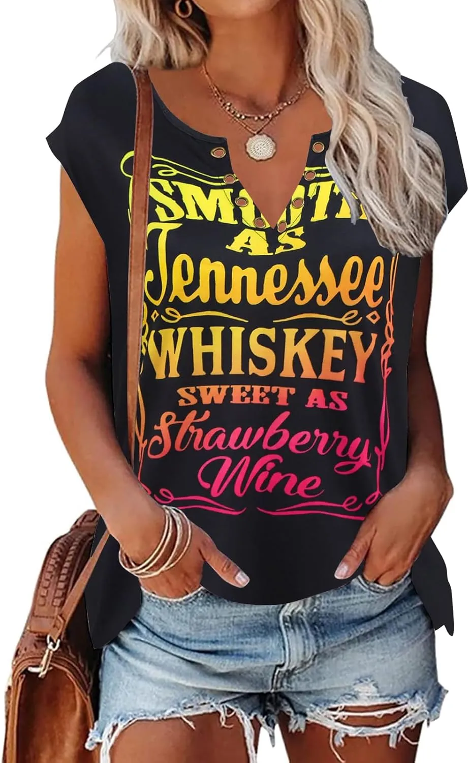 Zyyfly Womens Cap Sleeve Tank Tops V Neck Graphic Summer Shirts Loose Fit